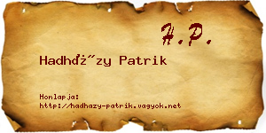 Hadházy Patrik névjegykártya